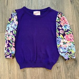 Purple Vintage 89’s  Top with Floral Sleeves